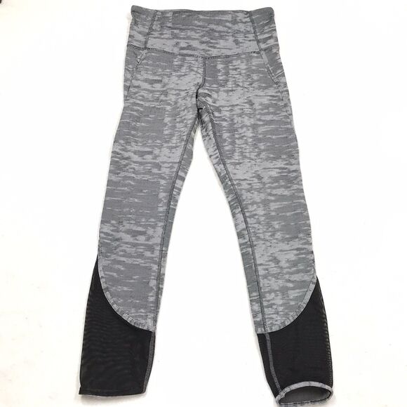 LULULEMON Fast Free Tight Pants Women 6 Black Camo Stretch Legging Athleisure - Picture 1 of 16